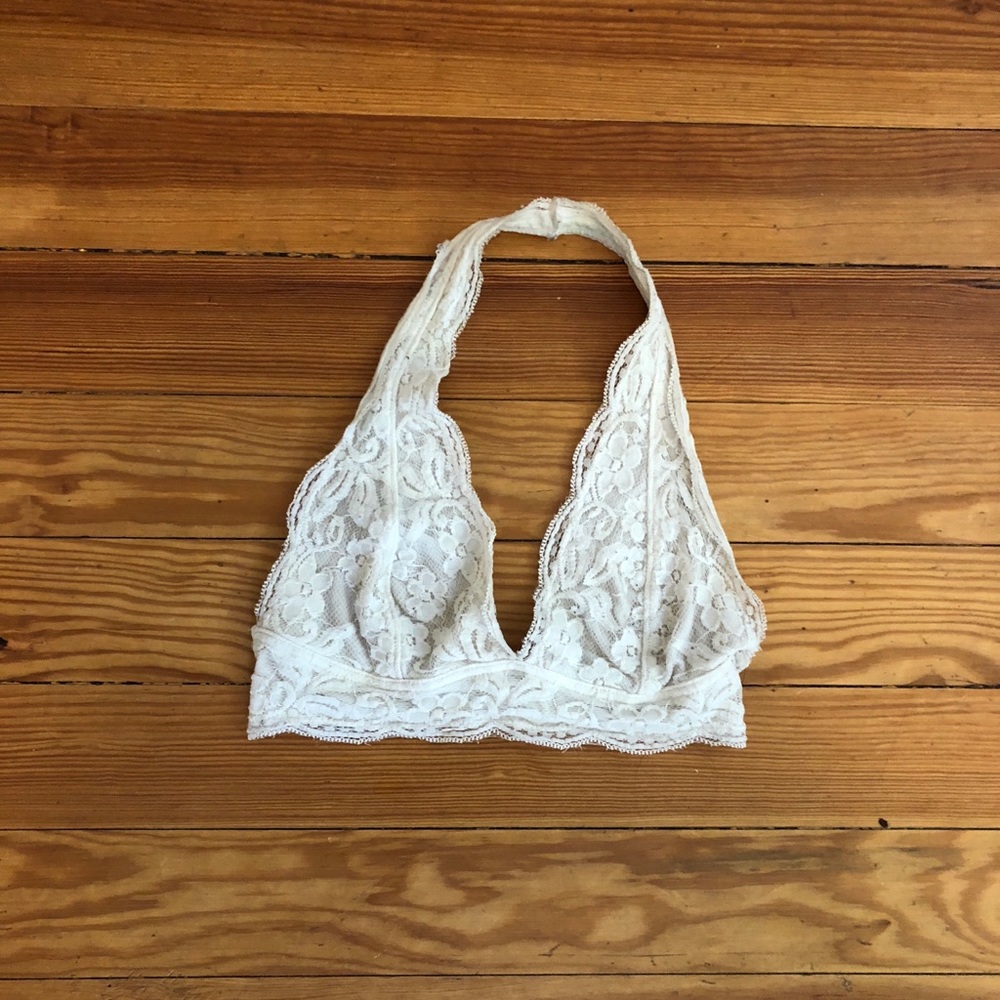 UO White Halter Lace Bralette